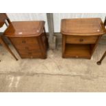 TWO BRIGITTE FORESTIER CHERRY WOOD BEDSIDE CHESTS, ONE WITH OPEN BASE