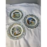 THREE ROYAL DOULTON WINNIE THE POOH CABINET PLATES 'THE RESCUE, HONEY TREE AND POOHSTICKS'