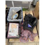 AN ASSORTMENT OF HOUSEHOLD CLEARANCE ITEMS TO INCLUDE CERAMICS AND A MAP ETC