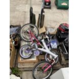 AN ASSORTMENT OF HOUSEHOLD CLEARANCE ITEMS TO INCLUDE A BIKE AND VACUUMS ETC