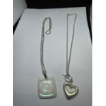 TWO MARKED SILVER NECKLACES WITH PENDANTS