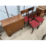 FOUR G-PLAN E.GOMME DINING CHAIRS AND AN OAK DROP-LEAF DINING TABLE