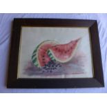 PAT ISHERWOOD, WATERCOLOUR OF FRUIT, SIGNED AND DATED 78, 34X47CM, FRAMED AND GLAZED, FROM THE