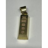 A 9 CARAT GOLD INGOT MARKED 375 GROSS WEIGHT 14.6 GRAMS