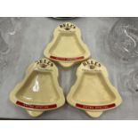 THREE VINTAGE WADE 'BELL'S WHISKY' ASHTRAYS IN GOOD CONDITION