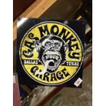 A GAS MONKEY GARAGE METAL SIGN 30.5CM X 30.5CM