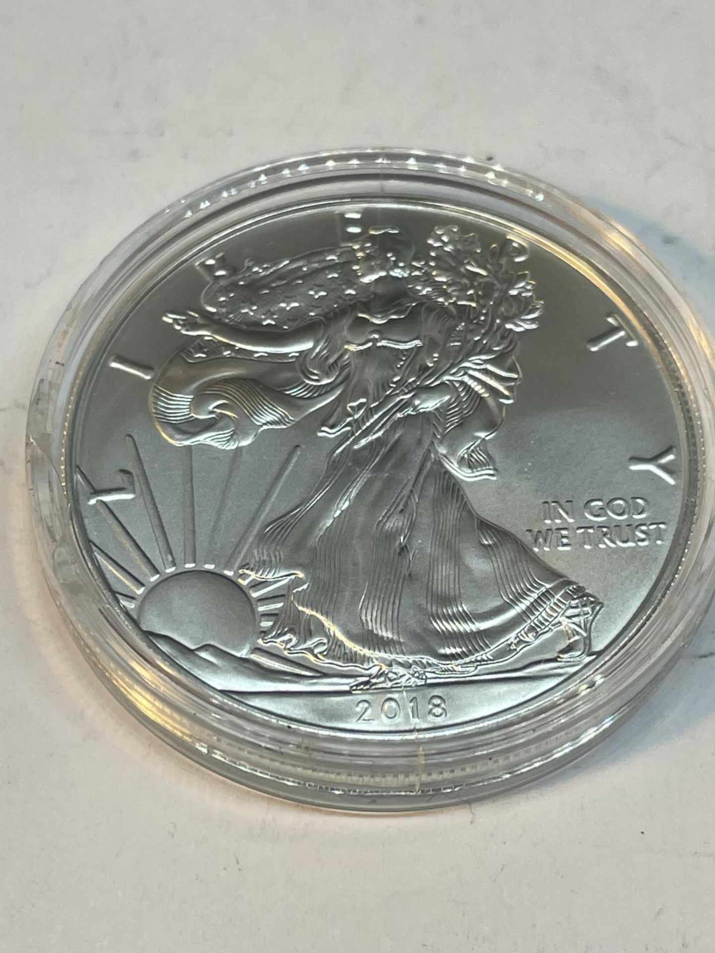 A SILVER PROOF ONE DOLLAR COIN IN A CAPSULE - Image 2 of 3