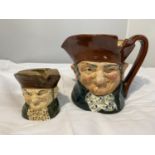 TWO PIECES OF ROYAL DOULTON TO INCLUDE A LARGE TOBY JUG AND AN ASH TRAY