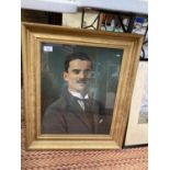 A LARGE FRAMED ACRYLIC PORTRAIT OF A WELL DRESSED MAN H:64CM