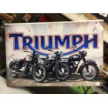 A TRIUMPH MOTORBIKES METAL SIGN 45.5CM X 30.5CM