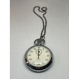 A SMITHS STOP WATCH 1/5TH SECS ON A CHAIN SEEN WORKING BUT NO WARRANTY