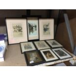 A QUANTITY OF PRINTS TO INCLUDE COTTAGES, FASHION PRINTS, ETC