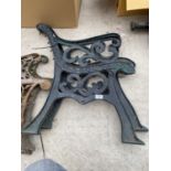 A PAIR OF DECORATIVE CAST IRON BENCH ENDS