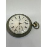 AN OMEGA POCKET WATCH SEEN WORKING BUT NO WARRANTY