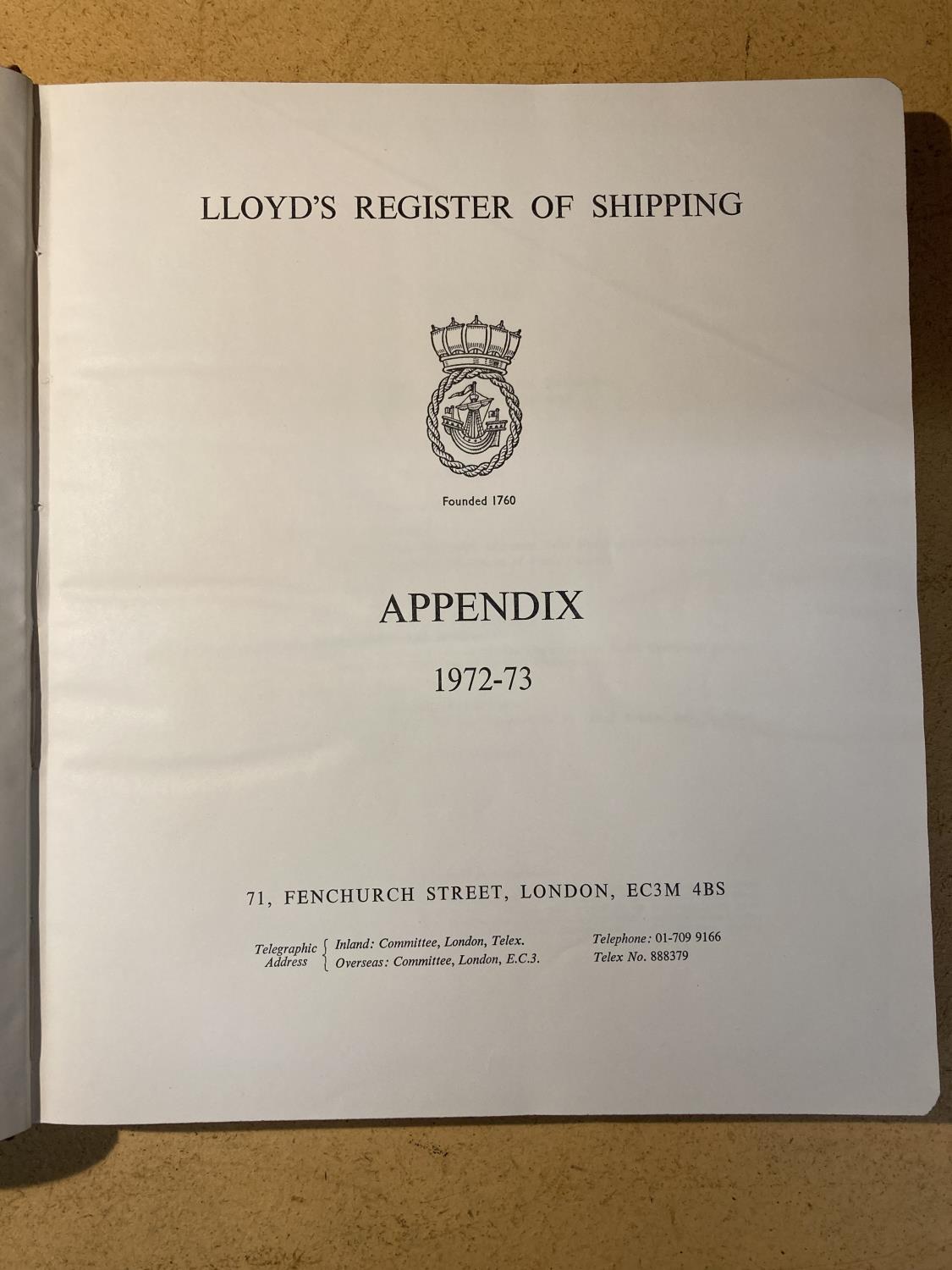 A LLOYD'S REGISTER OF SHIPPING 1972-73 APPENDIX - Bild 2 aus 3