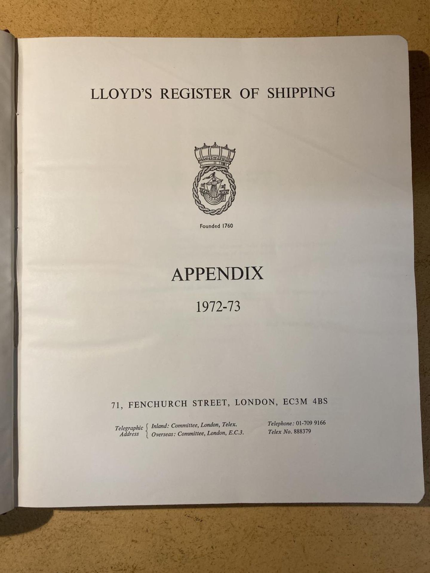 A LLOYD'S REGISTER OF SHIPPING 1972-73 APPENDIX - Image 2 of 3