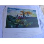 JAMES LAWRENCE ISHERWOOD FOUR COLOURED PRINTS OF "THE LANCASHIRE MINE", EACH 40X60CM, PRINT WITH