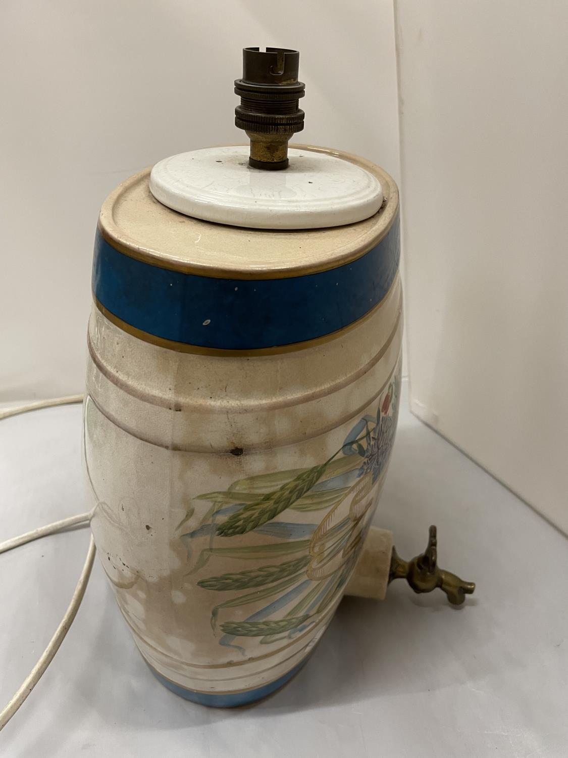 A LARGE PORT BARREL WITH A TAP COVERTED TO A LAMP - Image 2 of 3