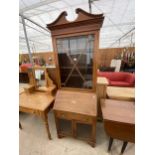 AN EDWARDIAN MAHOGANY AND INLAID BUREAU BOOKCASE WITH FITTED INTERIOR AND GLASS DOORS TO THE BASE,