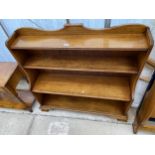 A GEORGE III STYLE LIGHT OAK WATERFALL BOOKCASE, ON OGEE FEET, 42.5" WIDE