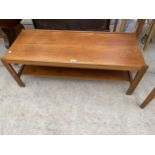 A RETRO TEAK TWO TIER COFFEE TABLE, 40X16"