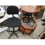 A MODERN OCTAGONAL COFFEE TABLE AND OFFICE CHAIR