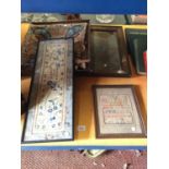 A FRAMED ORIENTAL STYLE NEEDLEPOINT, A VINTAGE NEEDLEPOINT BY ELIZABETH DAVIE, ETC