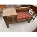 AN OAK TELEPHONE TABLE/SEAT