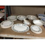 A QUANTITY OF PORTLAND POTTERY SERVING PLATES, BOWLS, TUREENS, DINNER PLATES, JUG, ETC