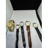 FIVE VARIOUS WRIST WATCHES TO INCLUDE TWO CITRON, PHILIP MERCIER AND A MAPPIN AND WEBB