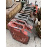 FIVE VINTAGE METAL JERRY CANS