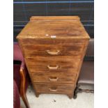 A MID 20TH CENTURY STAINED OAK CHEST OF FOUR GRADUATED DRAWERS, 22" WIDE
