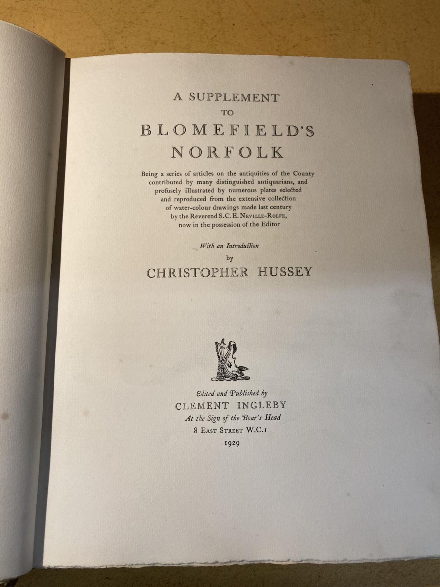 A SUPPLEMENT TO BLOOMFIELD'S NORFOLK - 1929 FOLIO SIZE, GILT TOP PAGE EDGES, PAGES CLEAN AND VG - Image 4 of 4