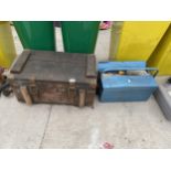 TWO VINTAGE TOOL BOXES CONTAING AN ASSORTMENT OF TOOLS TO INCLUDE SPANNERS AND SCREW DRIVERS ETC