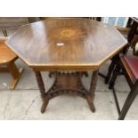 AN EDWARDIAN OCTAGONAL TWO TIER CENTRE TABLE, 32" MAX