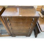 AN OAK ART DECO CHEST OF FIVE DRAWERS, 29.5" WIDE