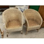 A PAIR MODERN WICKER CONSERVATORY CHAIRS