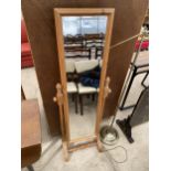 A MODERN PINE CHEVAL MIRROR