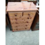 A MODERN PINE CHEST OF TWO SHORT AND FOUR LONG DRAWERS, 31" WIDE