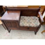 AN OAK OLD CHARM STYLE TELEPHONE TABLE/SEAT