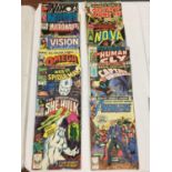 A COLLECTION 12 MARVEL COMICS TO INCLUDE SPIDERMAN, THE AVENGERS, SHE-HULK, CAPTAIN UNIVERSE, THE