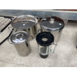 STEINBACH AND JUDGE STAINLESS STEEL LIDDED PANS AND ONE OTHER