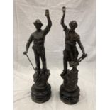 TWO RESIN FIGURES LE MINEUR AND LE FORGERON HEIGHT 45CM