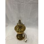 A BRASS OIL LAMP CONVERTED TO ELECTRIC