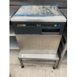 A WHIRLPOOL K20 ICE MACHINE ON STAND, 22" WIDE