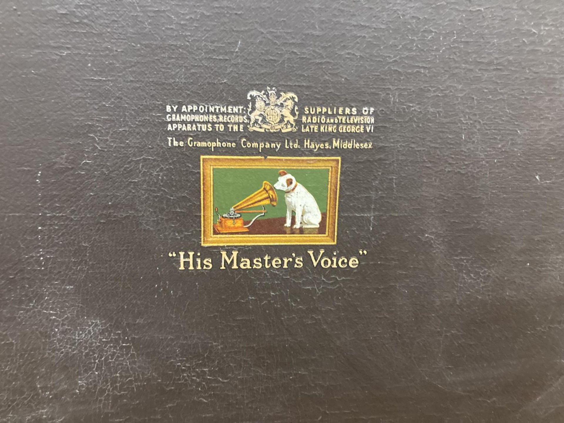A HIS MASTER'S VOICE VINYL RECORD PLAYER IN A CARRY CASE - Image 3 of 3