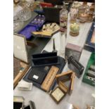 VARIOUS ITEMS TO INCLUDE DOMINOES, TRAVEL ALARM CLOCK, LETTER RACK, COASTERS, GALLILEO