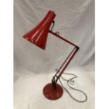 A VINTAGE RED ANGLE POISE LAMP