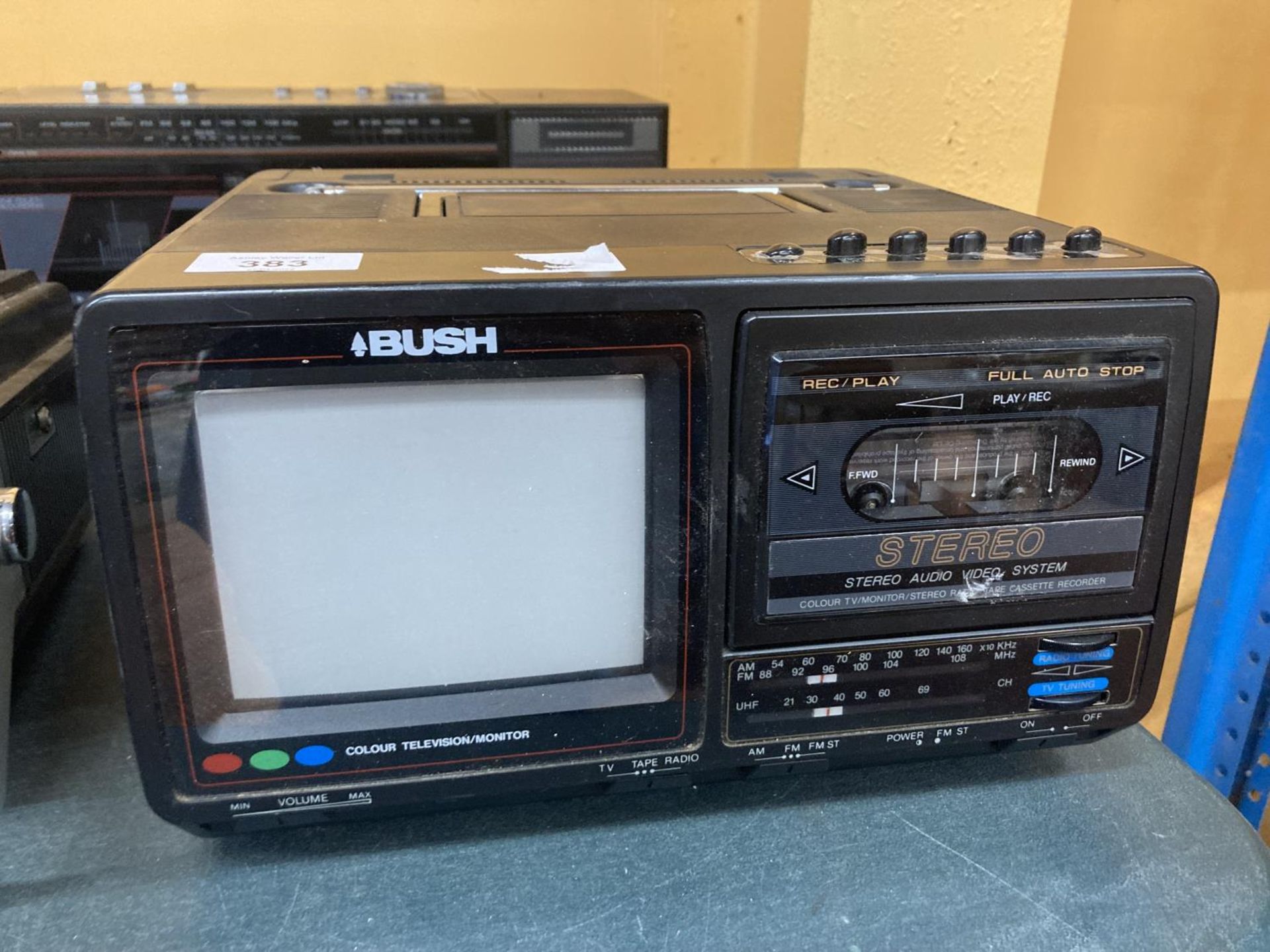 THREE RETRO PPORTABLE TV AND CASSETTE RECORDERS TO INCLUDE GOODMANS QUADRO 902 AND A BUSH AND - Image 2 of 5