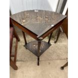 AN ANTIQUE MEIJI FAN ORIENTAL CORNER TABLE